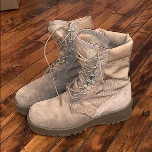Tan Nude Suede Military Combat Boots 37 7